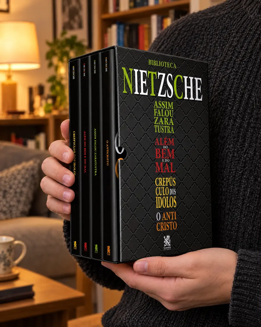 Box Biblioteca Nietzsche nas mãos